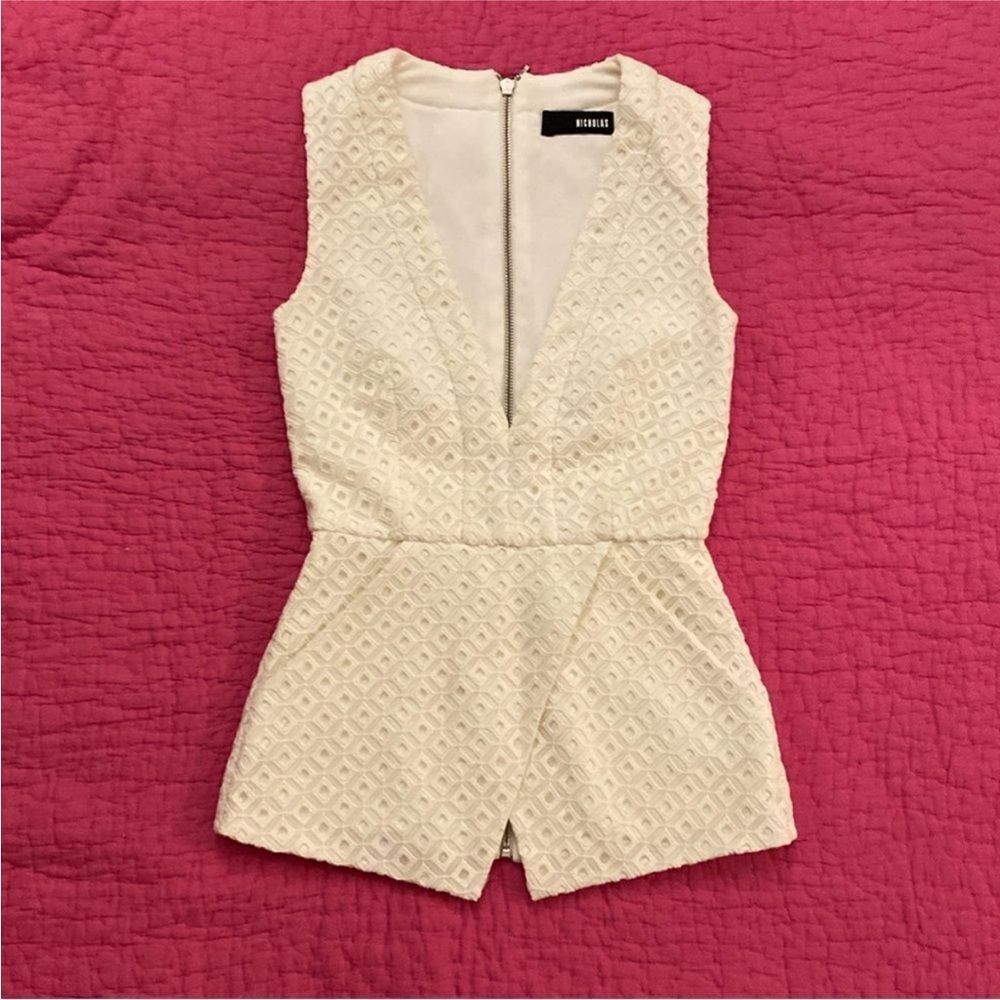 Nicholas Cream Sleeveless eyelet Top, US2